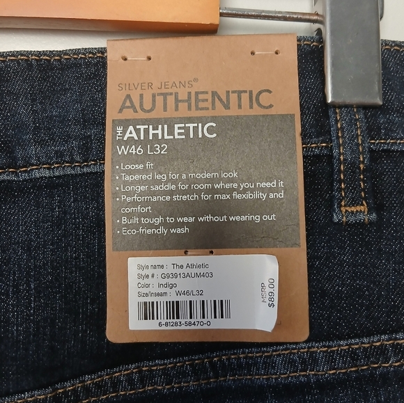 NWT Silver The Athletic Men Jeans Size 46x32 Loose Fit Tapered Leg Dark Blue - Picture 7 of 13